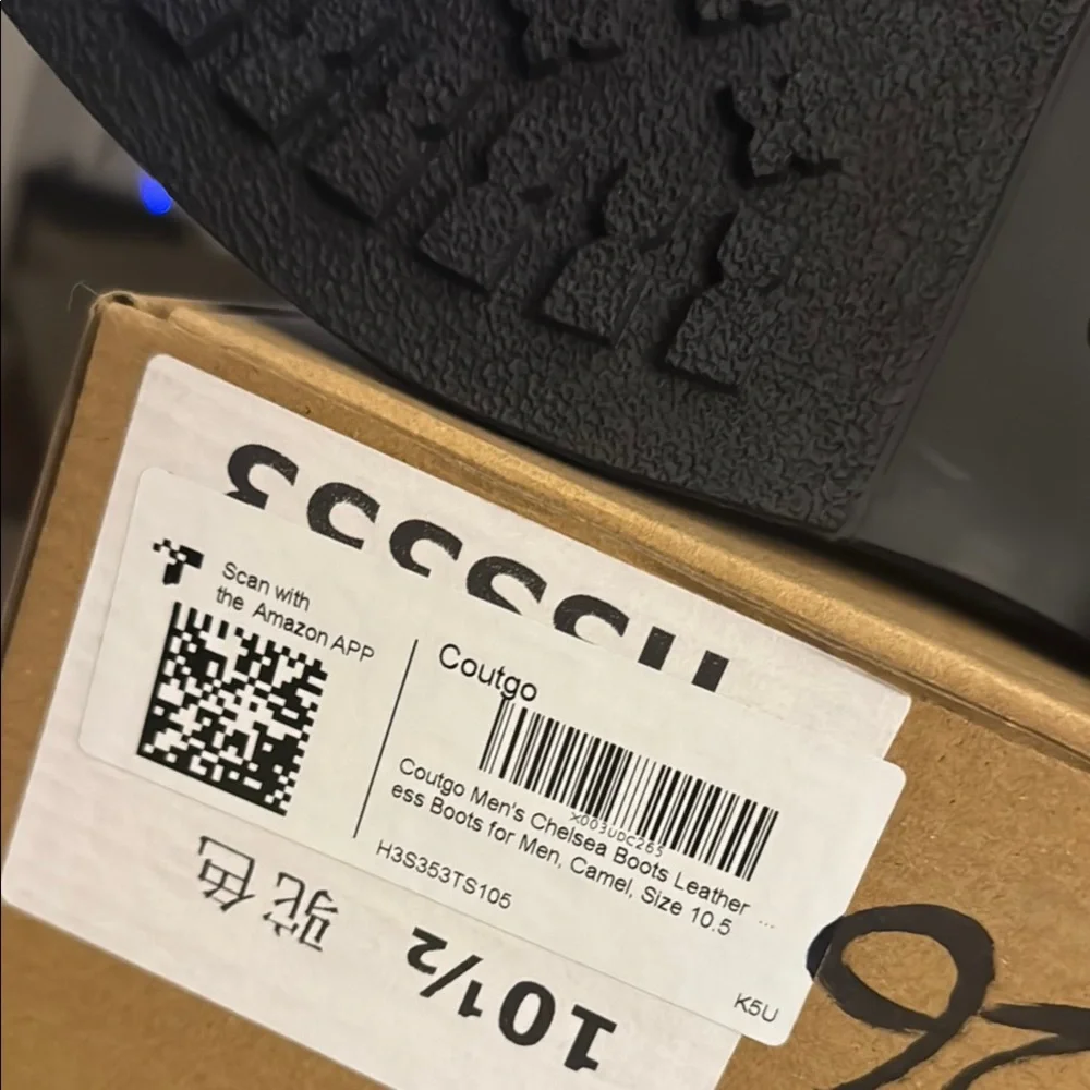 Coutgo Men's Chelsea Boots Leather Slip-on Boot 🥾 Size 10.5 Brand New